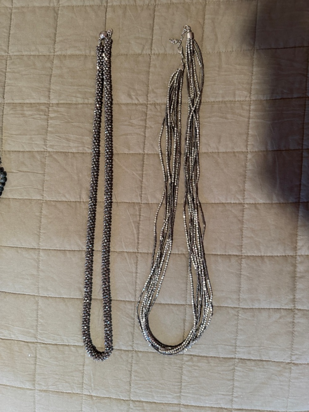 Silver Multi-Strand Beaded Necklace - Women Jewelry
